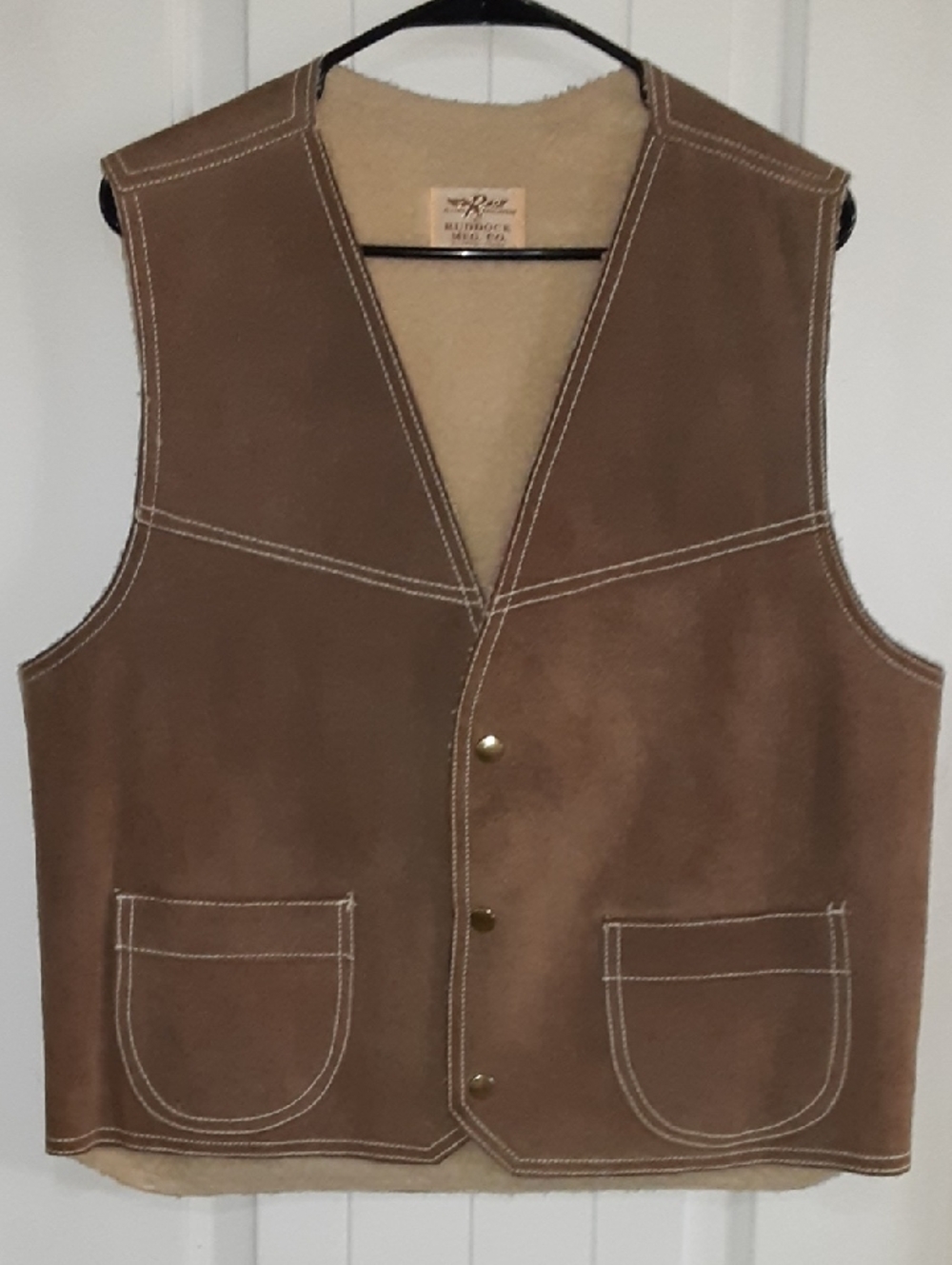 Vtg 70s Flying R Ranchwear Suede Sherpa Vest Western Cowboy Ruddock El Paso - L*